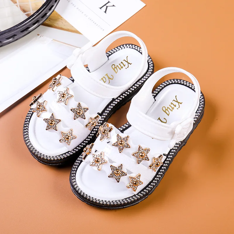 Новинка 2020 летние стильные сандалии для девочек детские пляжные маленьких милая обувь принцессы с бантом