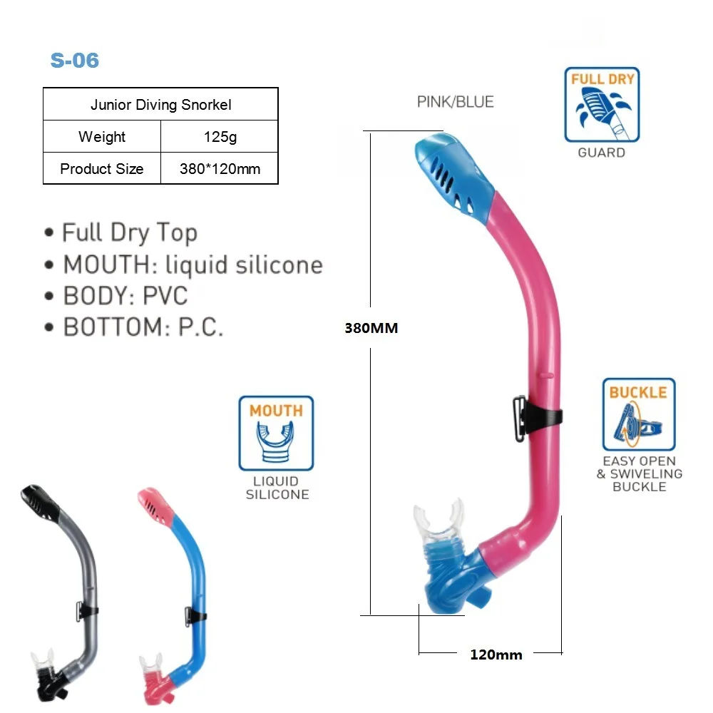 

Kid's Professional Dry Top Snorkel Set Scuba Mask With Diving Fins For Swimming Spear Dive Diving Mask Snorkeling Mask