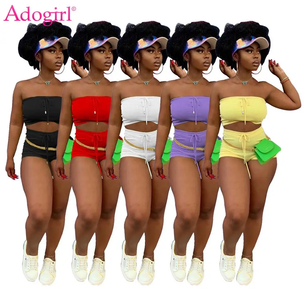 Спортивный костюм Adogirl женский из двух предметов пикантный укороченный Топ без