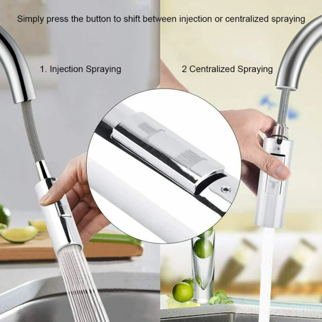 1Pc Pull Out Faucet Spray Head Nozzle Chrome Plating Sink Mixer Tap Aerator Replacement For Home Bathroom Kitchen Accessories |