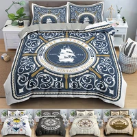 ship rudder pattern bedding set compass duvet cover quilt cover set with zipper closure queen size comforter sets