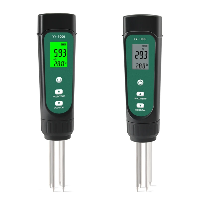 

3 in 1 Digital Soil EC Moisture Temperature Meter Humidity Tester LED Display Remove Probes Test Analyzer