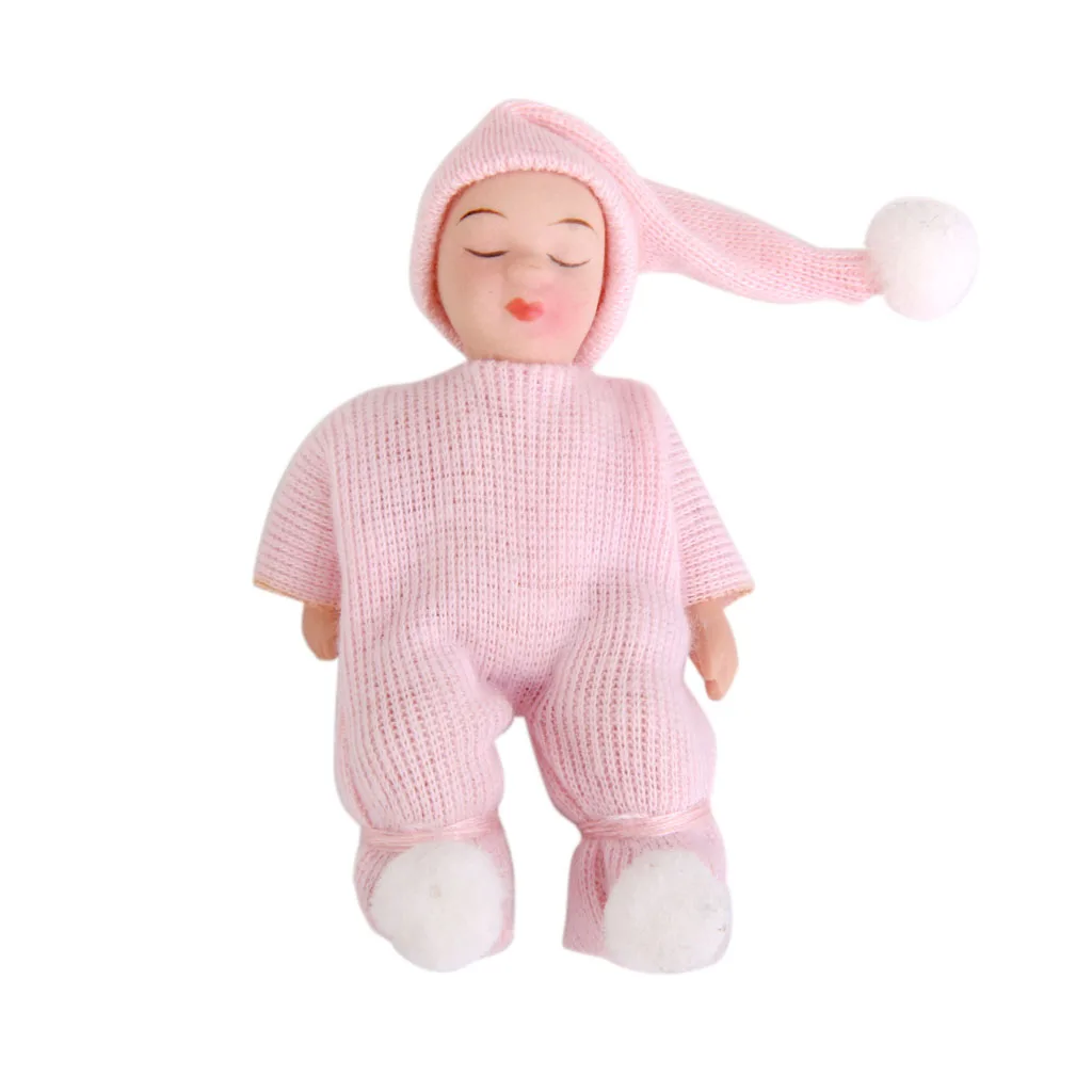 Фарфоровые куклы спящий малыш в розовом свитере для кукольного домика