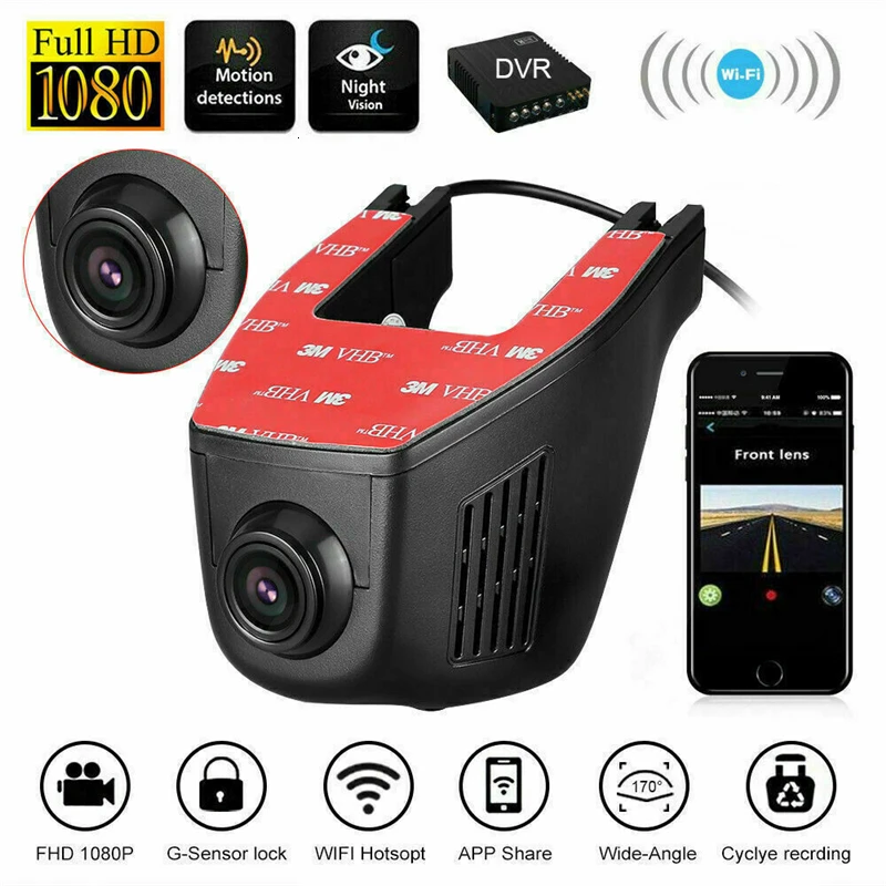 Wi-Fi автомобиля Скрытая DVR камера цифровой видео Регистраторы видеокамера G-Сенсор 1080 P, HD, Wi-Fi, видеорегистратор Поддержка app Управление