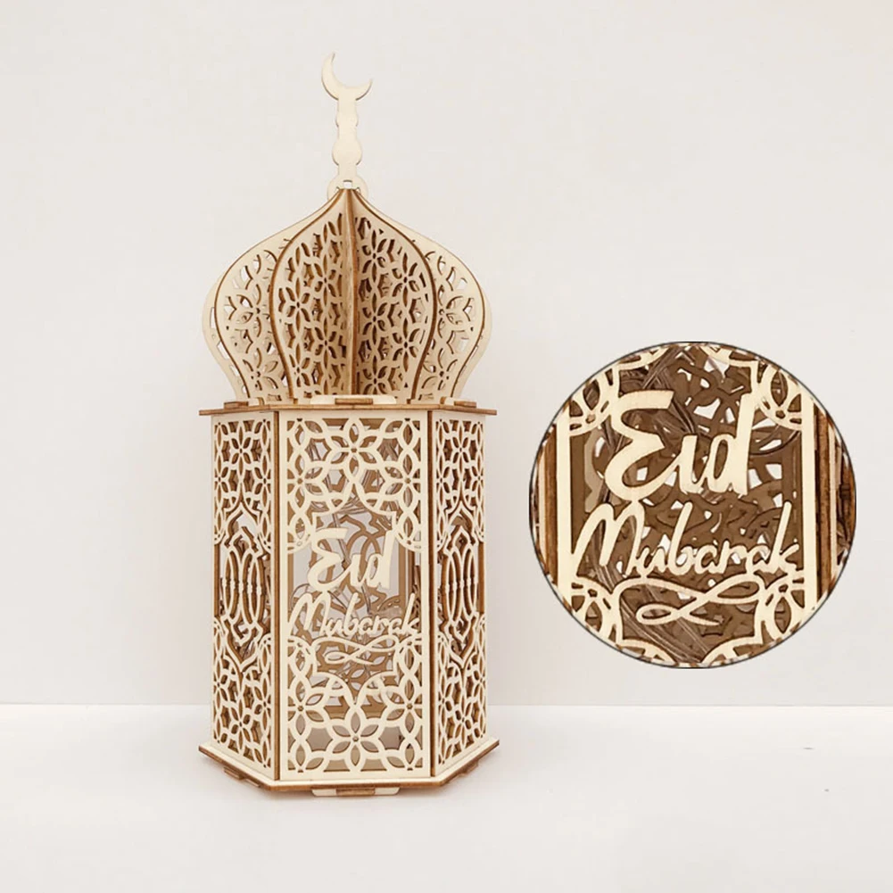 Wooden Eid Mubarak Light Accessories Ramadan Kareem Decorations Islam Gift Muslim Hanging Lantern Palace Party | Дом и сад