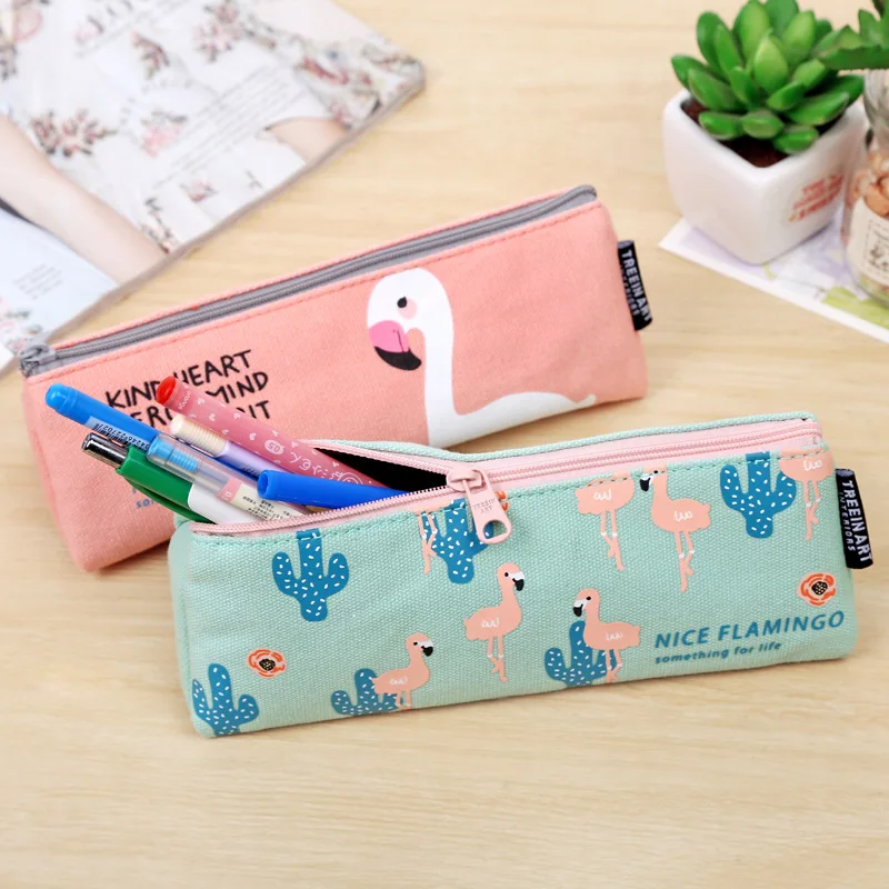 Новый Kawaii пенал Фламинго Холст Школьные принадлежности Bts Канцтовары подарок