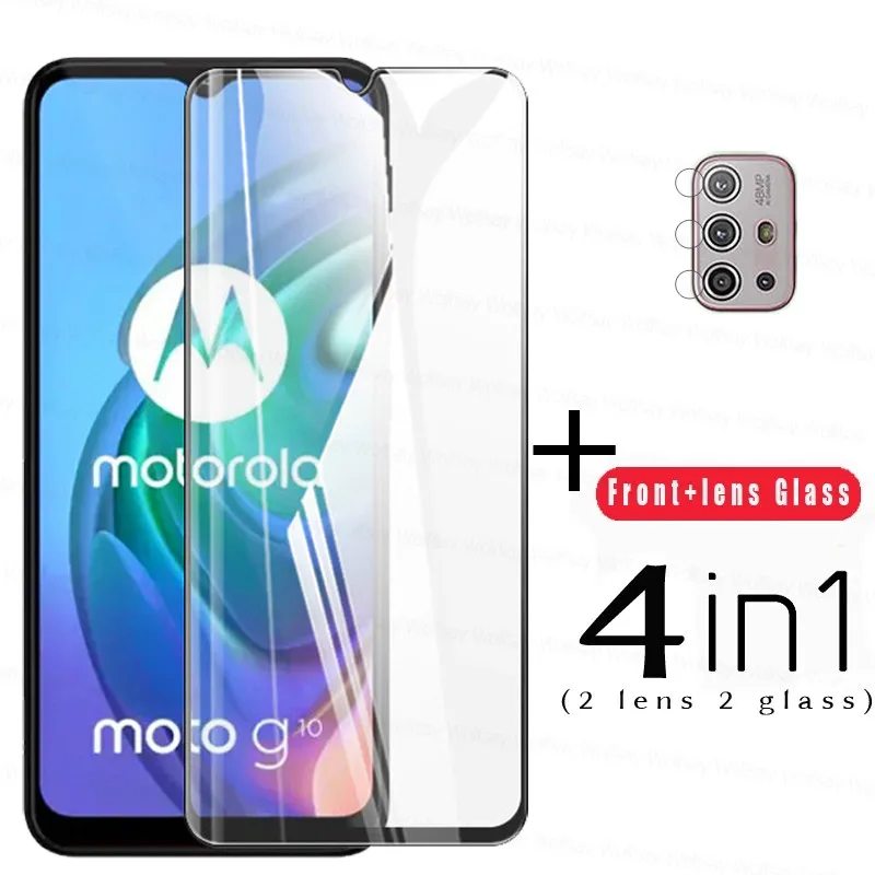 Vidrio templado para Motorola Moto G10, Protector de pantalla de cubierta completa para Moto G100, G60, G50, G30, G10, pel&iacute;cula de lente-0