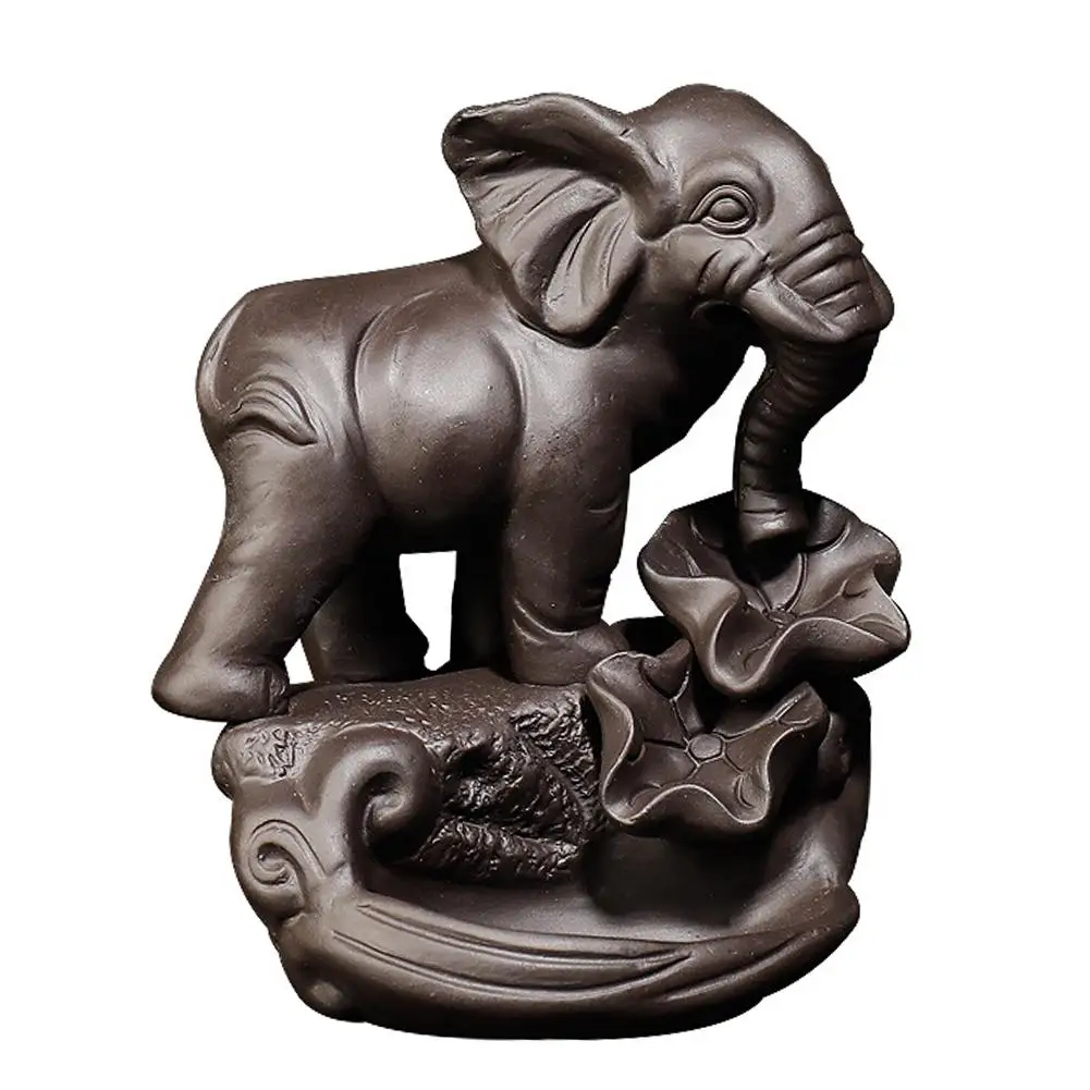 

Purple Sand Elephant Shape Aromatherapy Stove Backflow Incense Burner Crafts Vintage Figurine Home Decoration Accessories