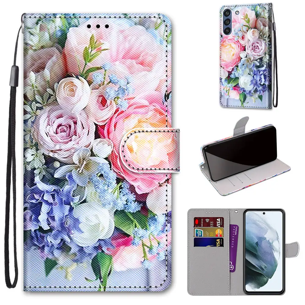

Sunjolly for Samsung Galaxy S21 FE Plus Ultra S20 S10 S9 Plus Ultra S20FE Flip Wallet PU Phone Leather Case Cover coque capa