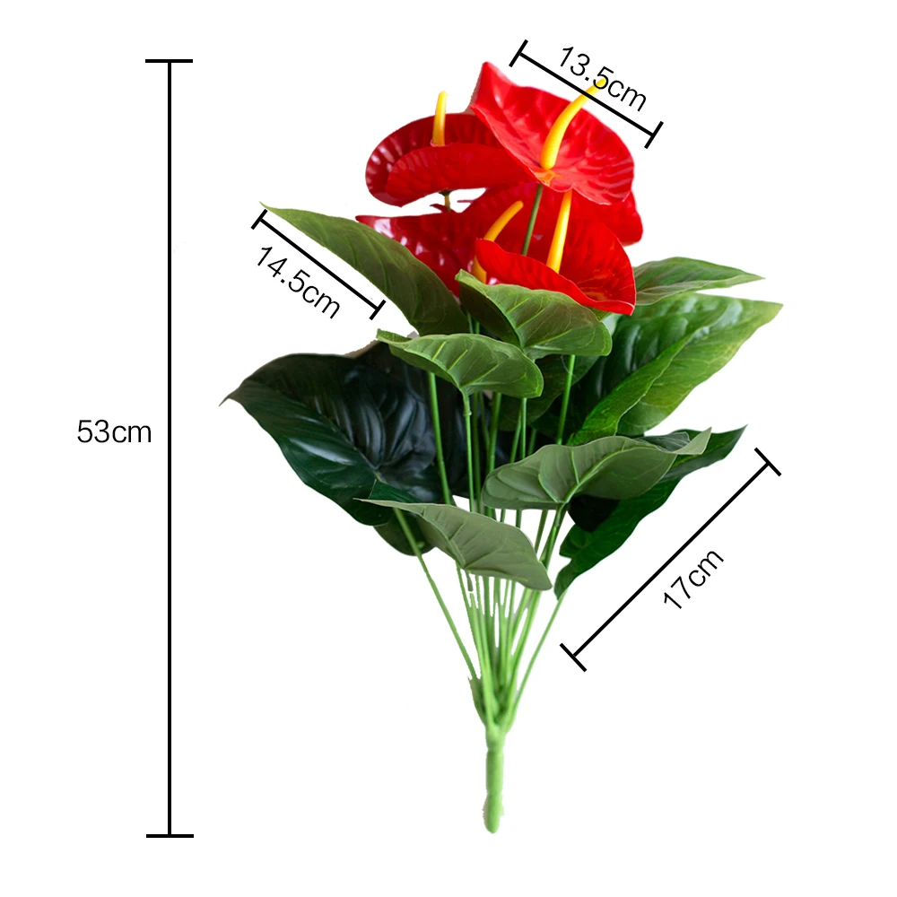

Artificial Plants 53cm 18Heads Artificial Green Monstera Leaves Home Garden Living Room Bedroom Decoration Fake Plants
