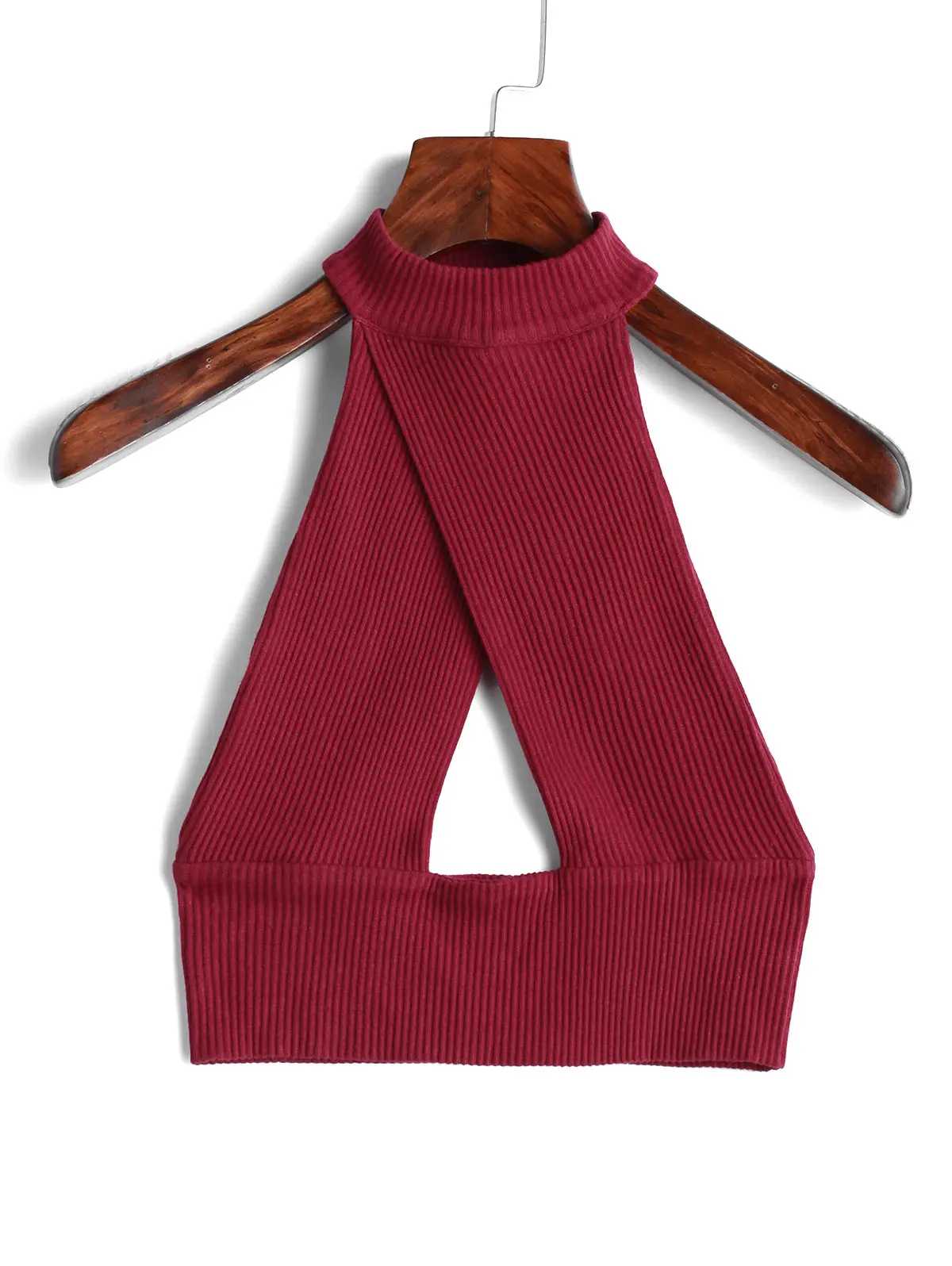 ZAFUL Вырезать перекрытие урожая Майка Твердые Короткие Рубашки Спинки Свитера