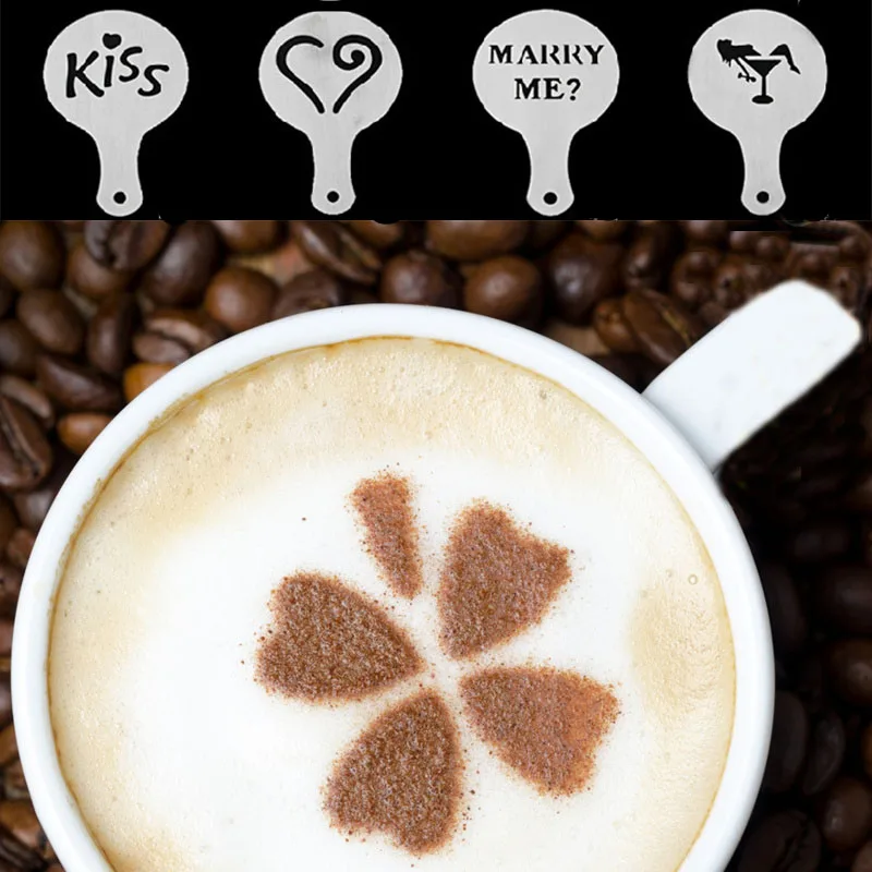 Горячая 16 шт./компл. фэшн капучино Кофе бариста Трафареты шаблон посыпать Цветы Pad