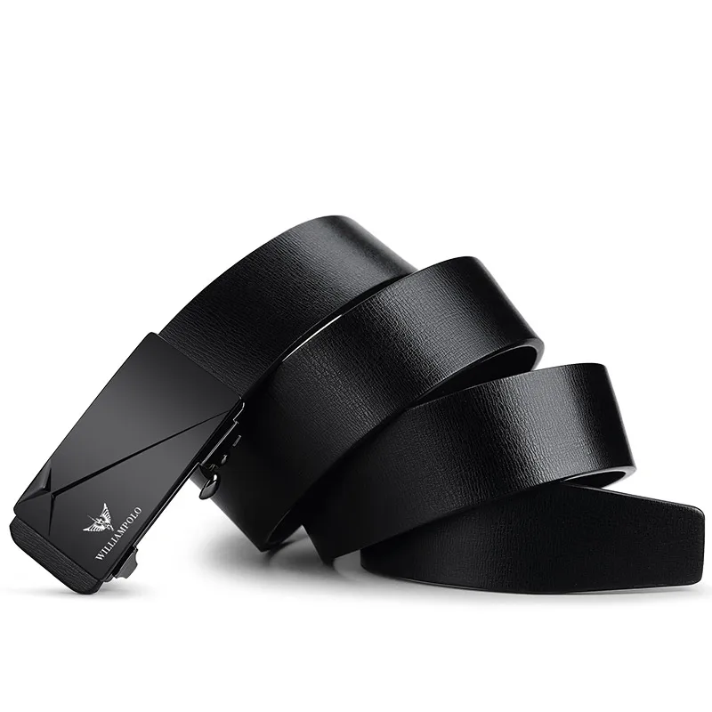 Ремень мужской кожаный с автоматической пряжкой люксовый черный пояс храповым