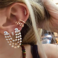 ocean summer piercing earrings set geometry crystal rhinestone stud ear chain jewelry set for women girls accessories gifts 2020