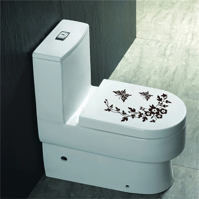 

1PC Novelty Butterfly&Flower Toilet Seat/Sticker/Decal Fashion 3D Wall Stikcers On The Wall Home Decoration