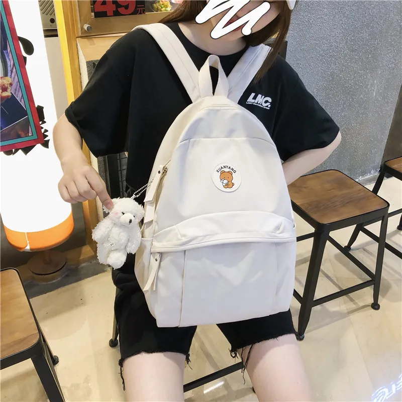 

Нейлоновый женский рюкзак, однотонный школьный ранец для девочек-подростков, модные дорожные рюкзаки в стиле преппи для книг