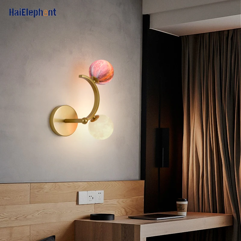 Креативные Настенные светильники с Луной и красочными шариками для гостиной