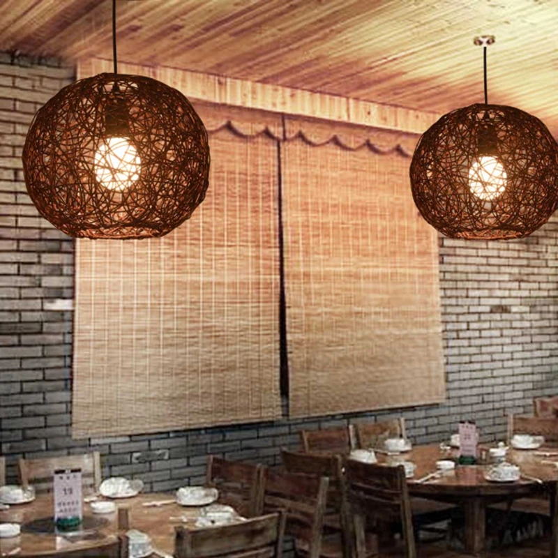 Ретро Круглый ротанг ручная работа одна осветительная головка люстра Юго