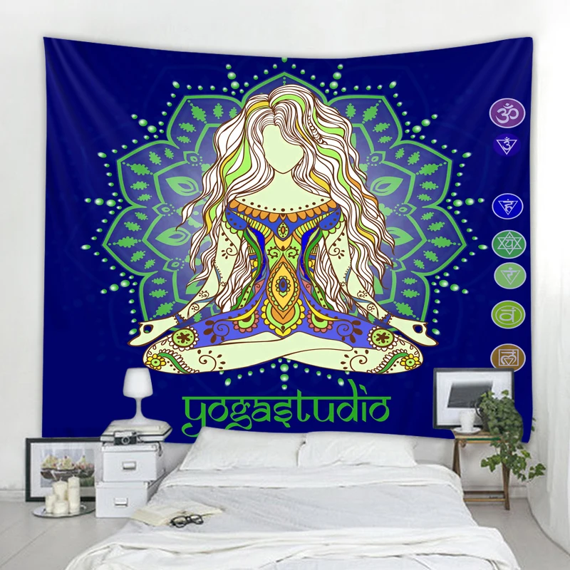 

Buddha Statue Meditation Chakra Tapestry Wall Hanging Background Yoga Carpet Boho Decor Aesthetic Room Decor Decoration Mural