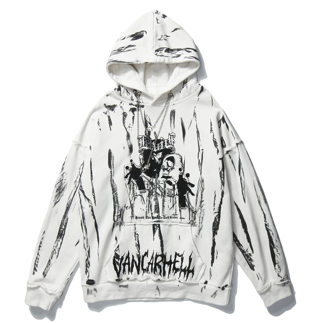 LACIBLE темная цепь тай дай &quotскелетная&quot с принтом в стиле Харадзюку Толстовка Для