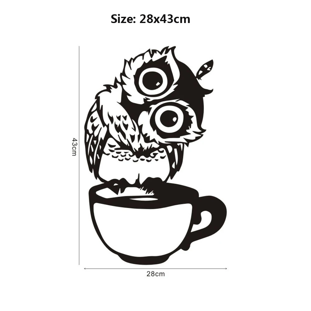 

Cute Cartoon Owl In The Cup Wallstickers Coffee Decorative Decal For Kitchen Dining Room Vinyl Decals For Cafe Bar Home Decor