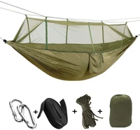 2 person camping garden hammock with mosquito net outdoor furniture bed strength parachute fabric sleep swing portable hanging