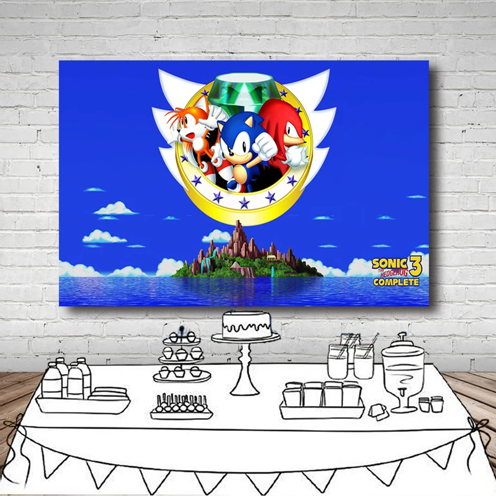 

9 Options Cartoon Blue Sonic the Hedgehog Backdrop For Photo Studio Boys Birthday Party Photographic Backdground Custom