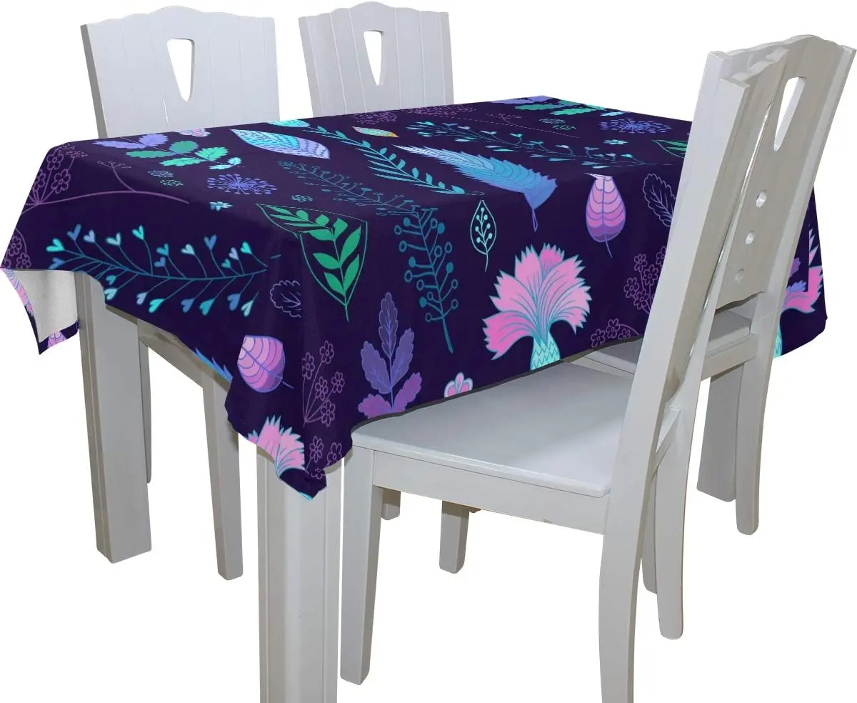 Синяя фиолетовая прямоугольная скатерть с цветочным узором для свадебной
