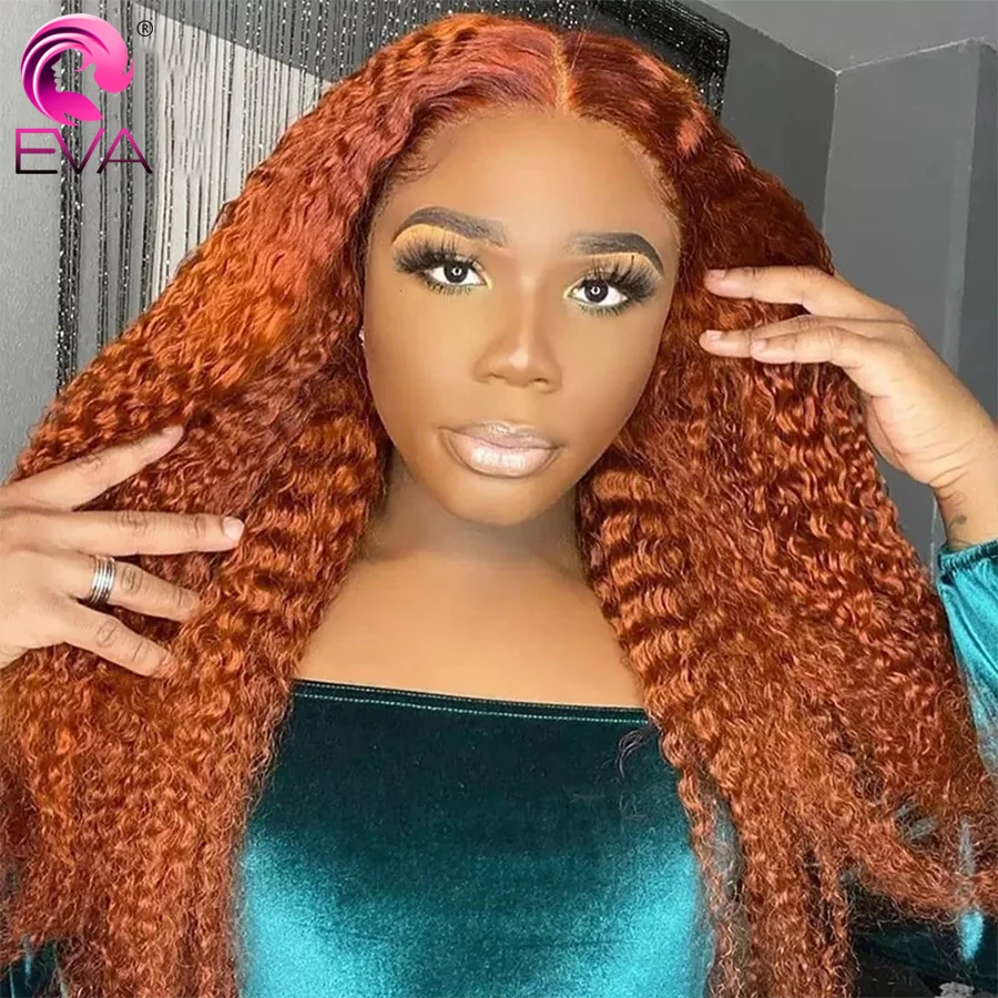 

Ginger Orange Color 13x4 Lace Front Wigs Pre Plucked Brazilian Wavy Human Hair Wig 180% Density Remy Glueless Lace Wig for Women
