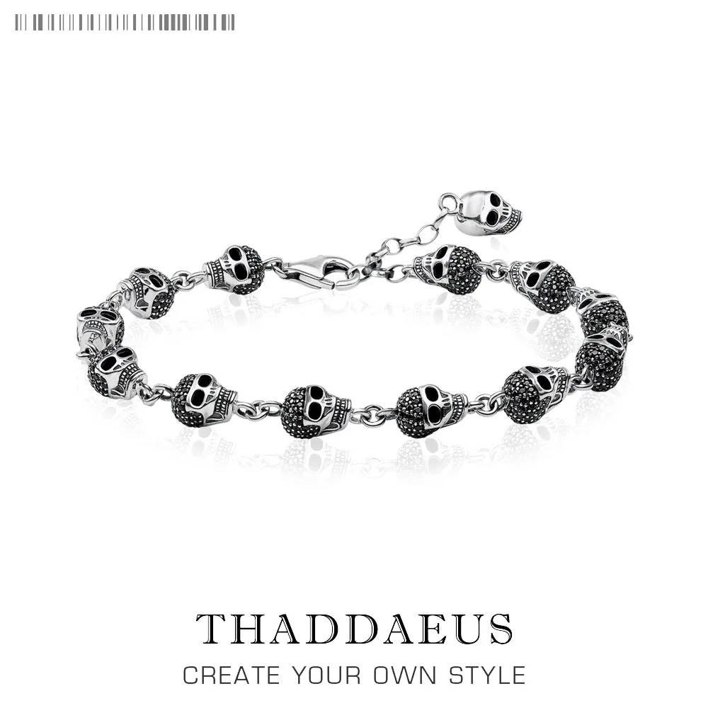 Женский и мужской браслет цепочка в виде черепа серебро 925 пробы|Гибкие жесткие