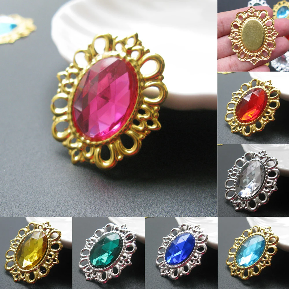 

2019New Hot 100pcs Big Iron Oval Hollow Button for DIY hair accessories or DIY Shoes Flower decoration EG65