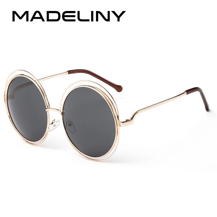 C2 Gold Frame Grey MADELINY, модные круглые солнцезащитные очки в проволочной оправе для женщин, новинка, винтажные градиентные солнцезащитные очки, унисекс, брендовые дизайнерские очки MA164 - Цвет линз: C2 Gold Frame Grey