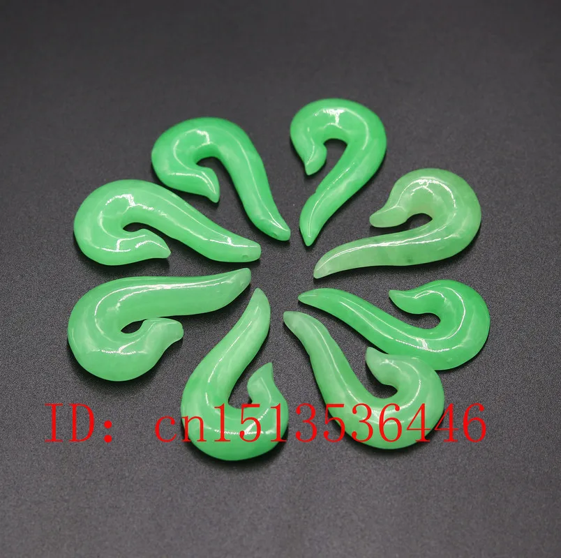 

1pc NEW Natural Green Jade Fish Hook Carved Pendant Jadeite Necklace Jewellery Fashion Relax Healing Women Man Gift Free Rope