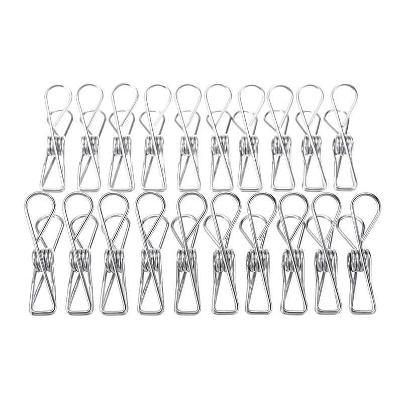 

60Pcs Durable Stainless Steel Clothes Pegs Hanging Clip Pins Laundry Windproof Clamp Can Be Used To Shirts Trousers Socks