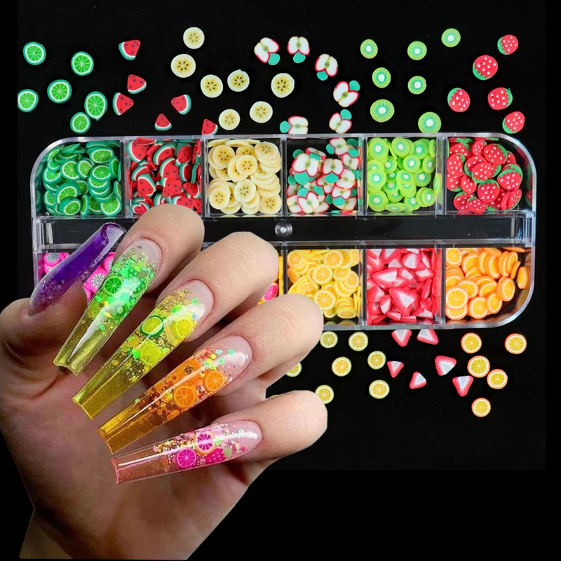 

Mixed 3D Fruit Slice Sequin Nail Decoration Ultra-thin Lemon Strawberry Polymer Clay Nail Art Accessories For Manicure Design