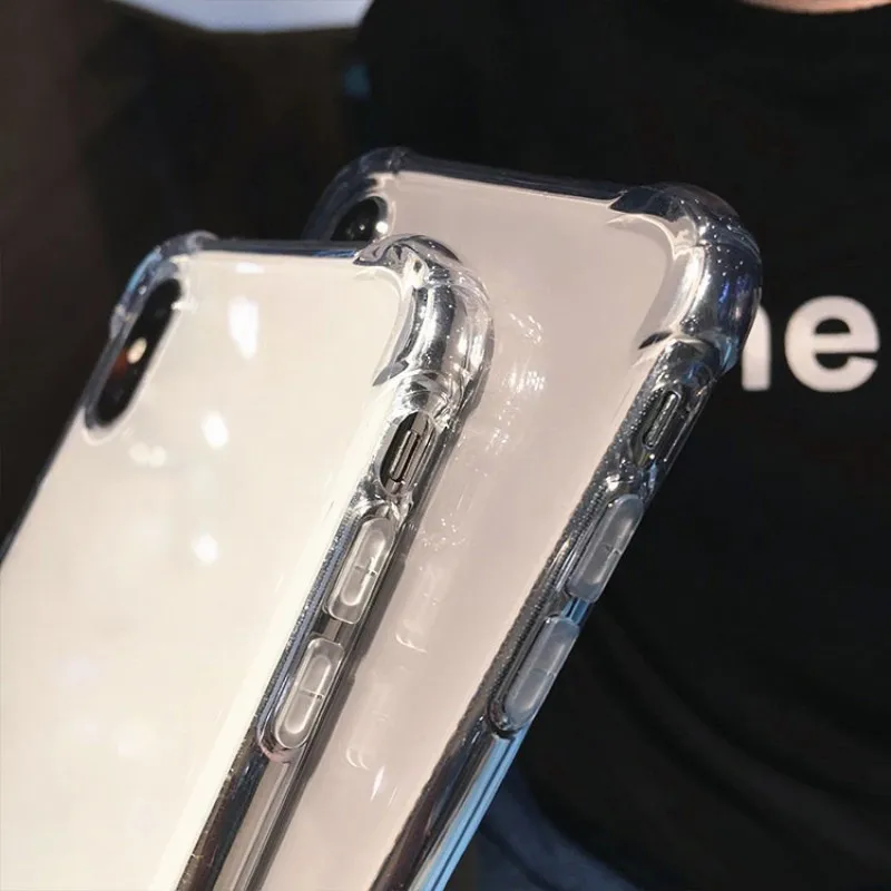Противоударный бампер прозрачный силиконовый чехол для телефона iPhone X XS XR Max 8 7 6 6S