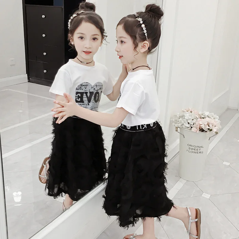 Летний костюм для девочек комплект детской одежды подростков повседневный 6 8 12