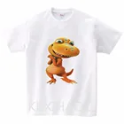 Детская футболка с анимационным принтом барди, маленький тираннозавр, летняя футболка для маленьких мальчиков и девочек, поезд динозавров, Детская футболка с коротким рукавом