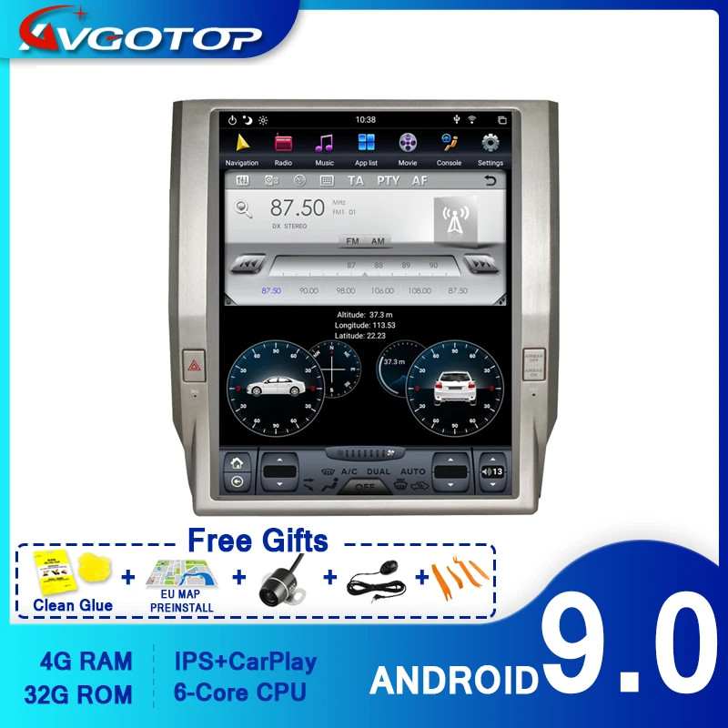 

AVGOTOP Android 9.0 Tesla Car Gps Navigation for TOYOTA TUNDRA 2012-2018 Wifi Auto Multimedia