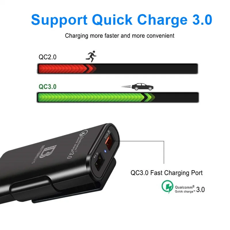 Автомобильное зарядное устройство Tongdaytech с 4 Usb-портами 3 0 А | Мобильные телефоны и