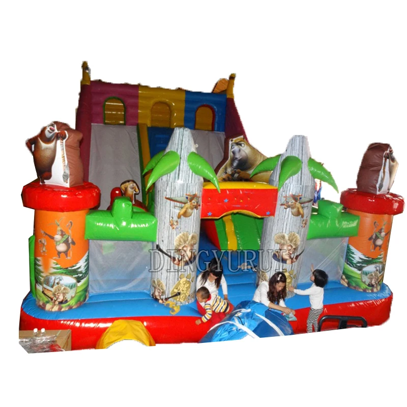 

Inflatable Slide Combo With Inflatable Bounce House Cartoon Theme Design Inflatable Jumping Castle For Children Play