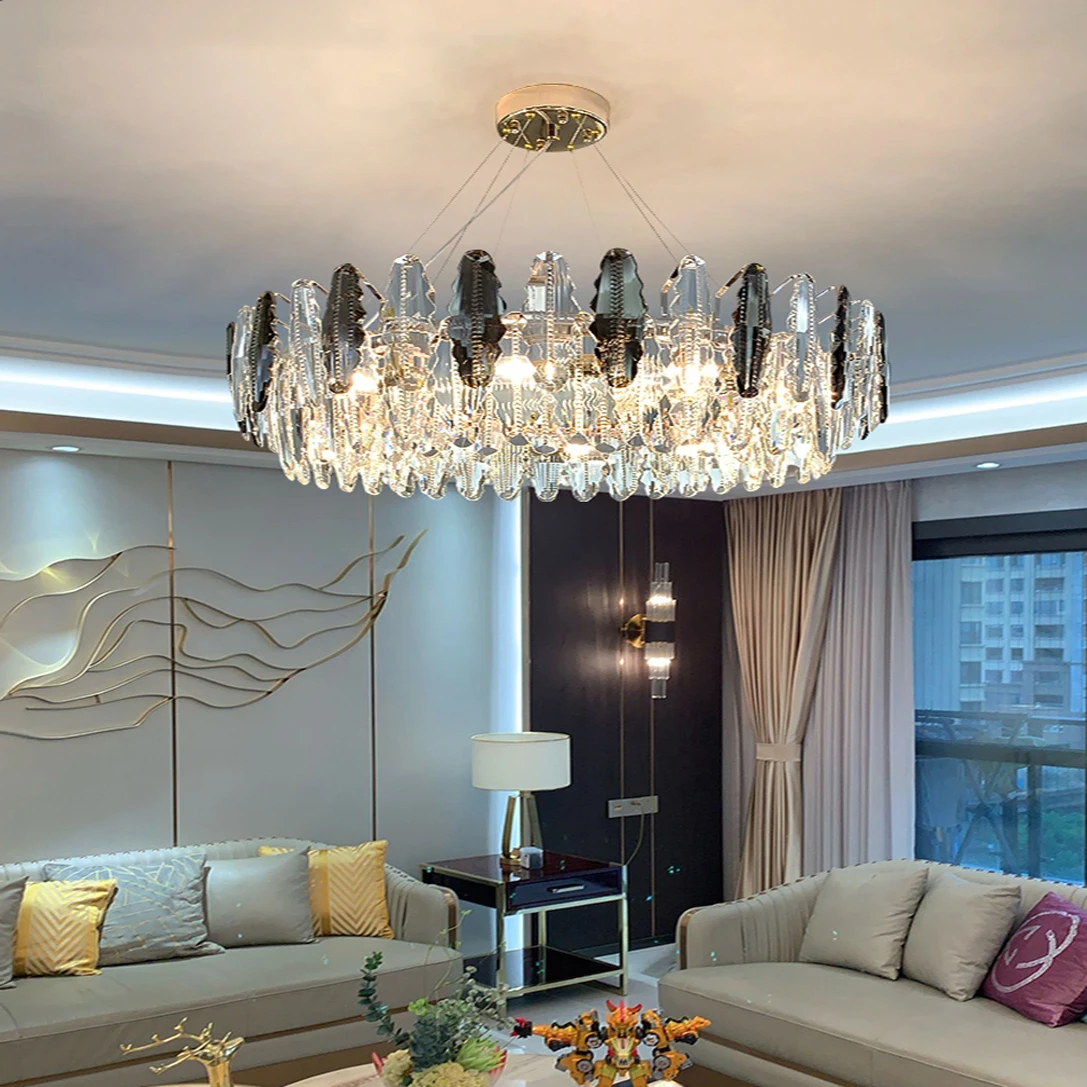 

Luxury Crystal Pendant Lights Living Room Lamp Modern Atmospheric Led Pendant Lights Hotel Lobby Restaurant Indoor Lighting