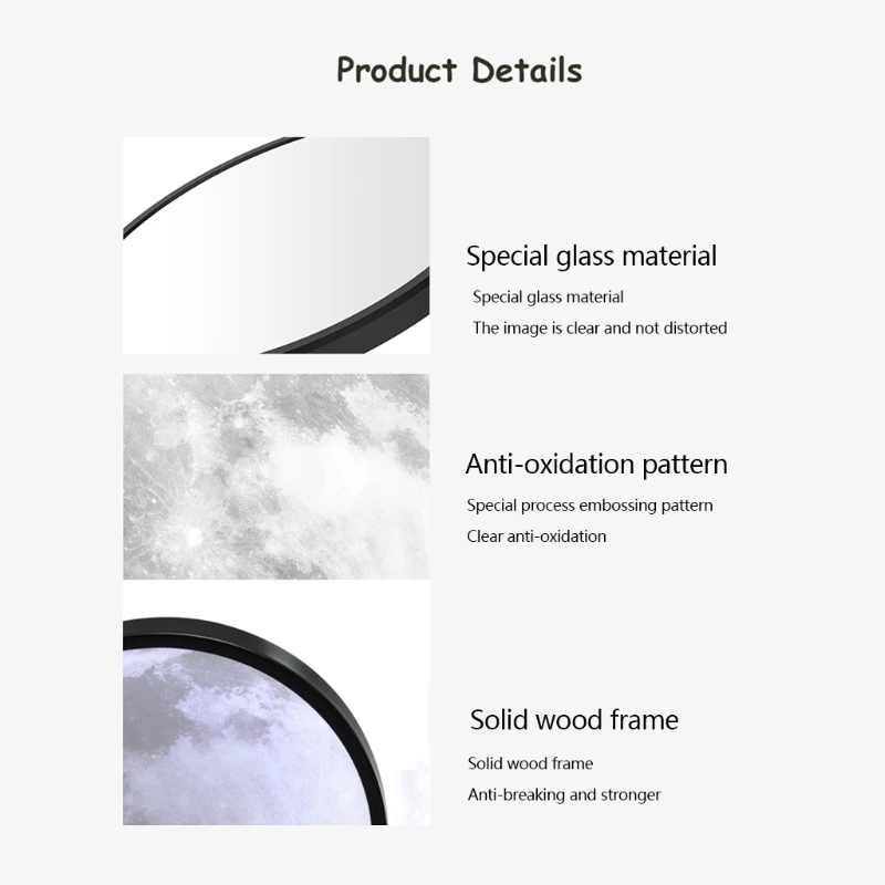 

Bathroom Mirror LED Wall Mounted Makeup Mirror Shaving Light Moon Shaped Home