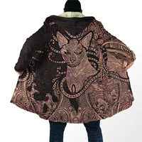 sphynx cat tattoos cloak 3d all over printed hoodie cloak for men and women winter fleece wind breaker warm hood cloak