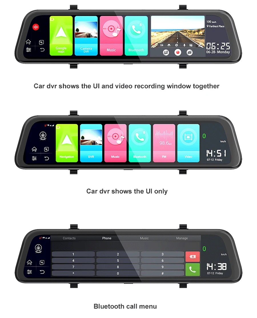 WHEXUNE 12 дюймов 4G Автомобильные видеорегистраторы ADAS Android 8,1 Dash Cam камера gps навигация FHD 1080P двойной объектив видео регистратор Dashcam