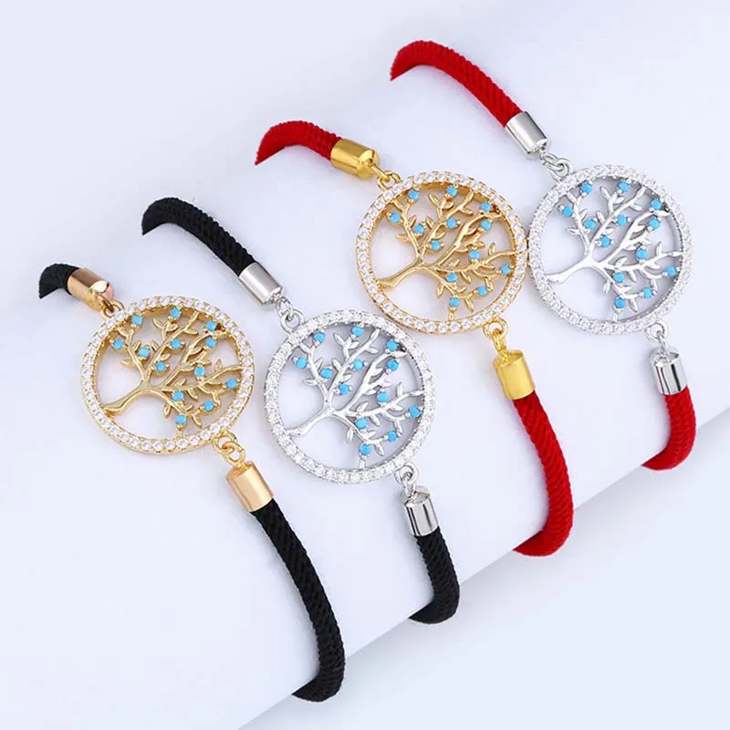 Женский и детский браслет Cpop с подвеской из красных нитей золотым горным