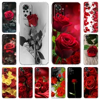 Hot Sale Case For Xiaomi Redmi Note Pro 10S K40 K20 Clear Soft Phone Cover Red Rose Flower Fundas