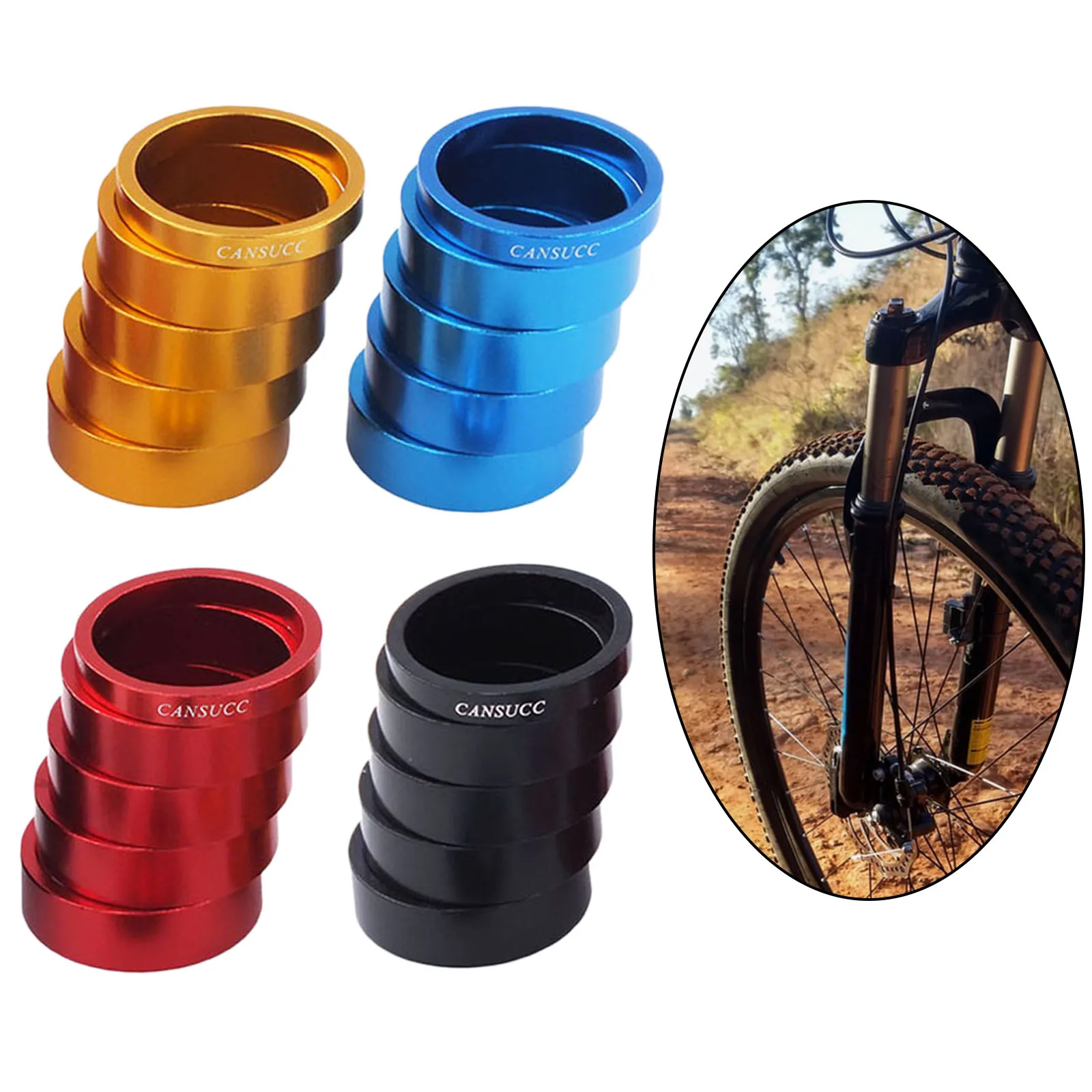 

6pcs 2/3/5/10mm Aluminum Alloy Headset Stem Spacer Fork Washer Cap For Road Bike Cycling