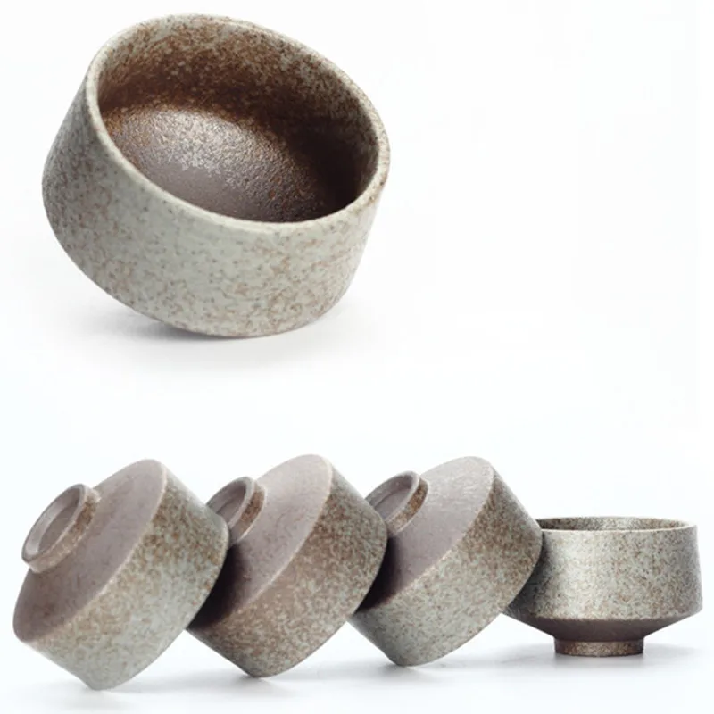 Винтажная грубая керамическая чайная чашка в японском стиле ручной работы