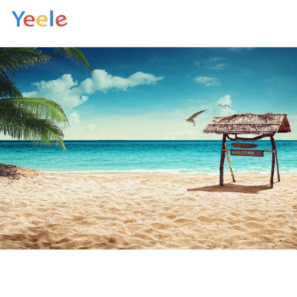 Tropical Palm Trees Beach Sky Clouds Summer Holiday Baby Pet Scene Photographic Backgrounds Photo Backdrops Studio | Электроника